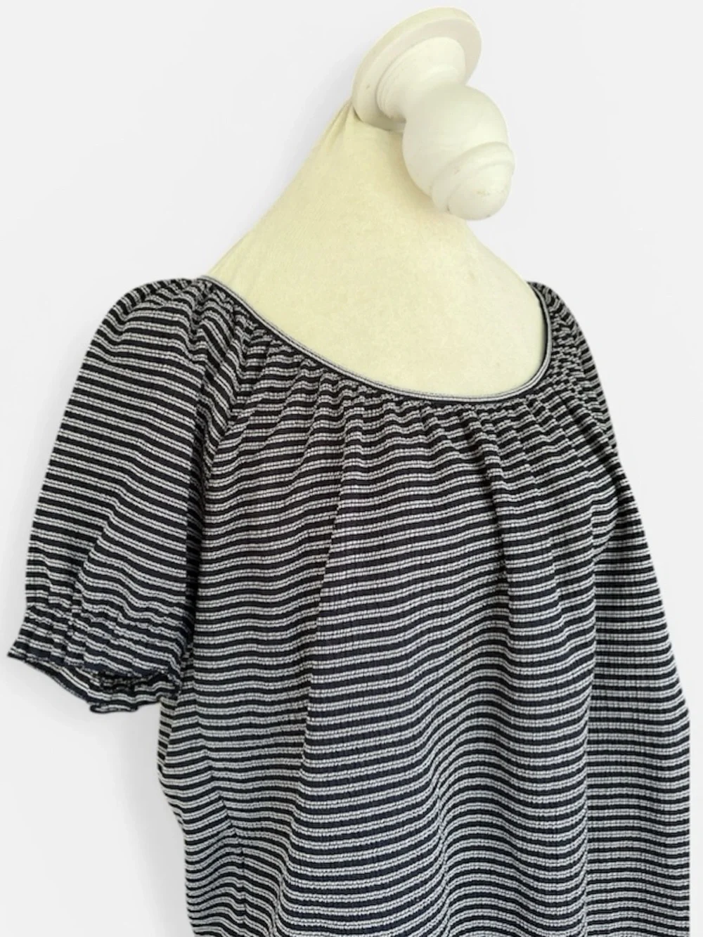 Madewell Texture & Thread Striped Peasant Top in Navy & White Sz M